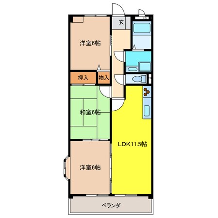 ラクール中切の物件間取画像